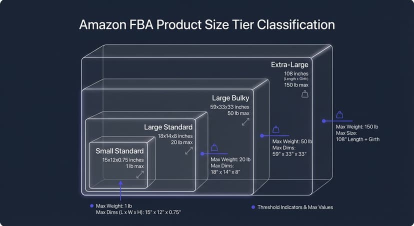 Com Fees Size Guide How to Calculate Amazon FBA Fees: Complete Guide (2026) | RocketSource