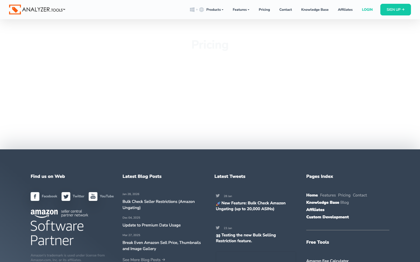 Analyzer.tools pricing page