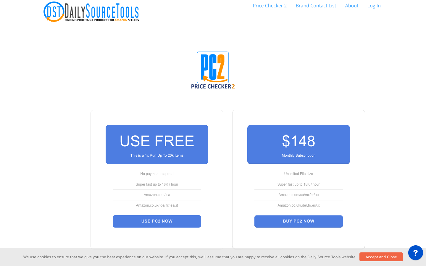 PriceChecker 2 pricing page